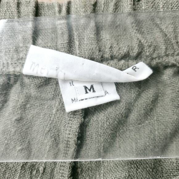 Bryn Walker Pants Women M Olive Wide Leg Crop Linen Boho Lagenlook Cottage Beach - Picture 11 of 11